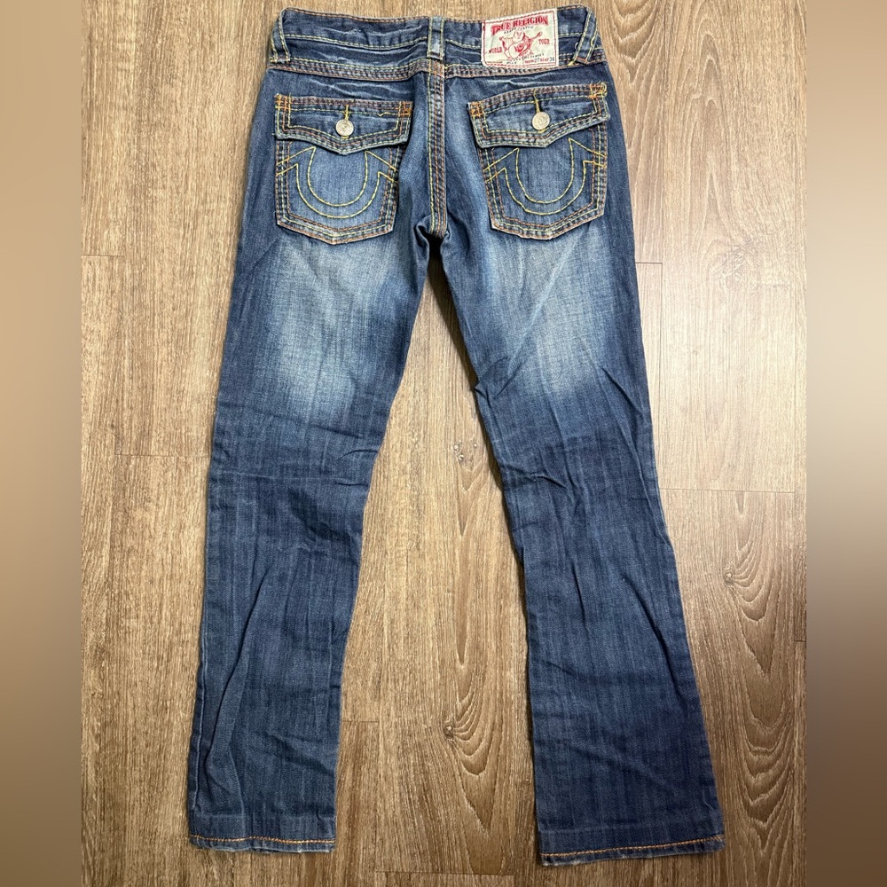 True Religion Billy Bootcut Jeans Womens 27 Blue Flap Pocket Y2K Low Rise